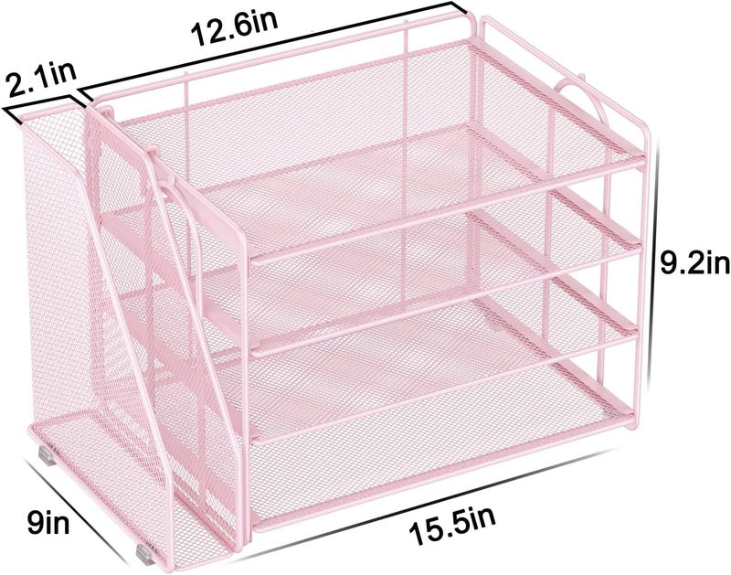 Spacrea Desk Organizers and Accessories, Paper Organizer for Desk with File organizer, Desk Accessories & Workspace Organizers for Office Supplies (Pink) - Image 5